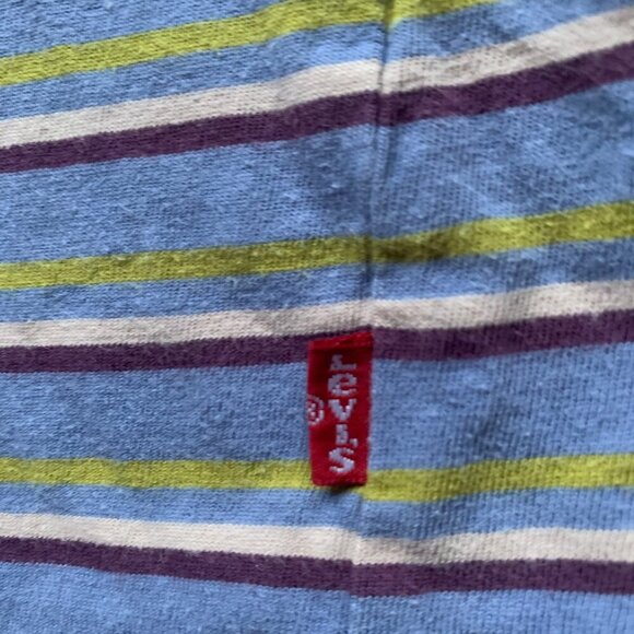 Levi’s Women’s Striped Reverse Logo Tee | Blue Green Purple | Size XL - Picture 3 of 8